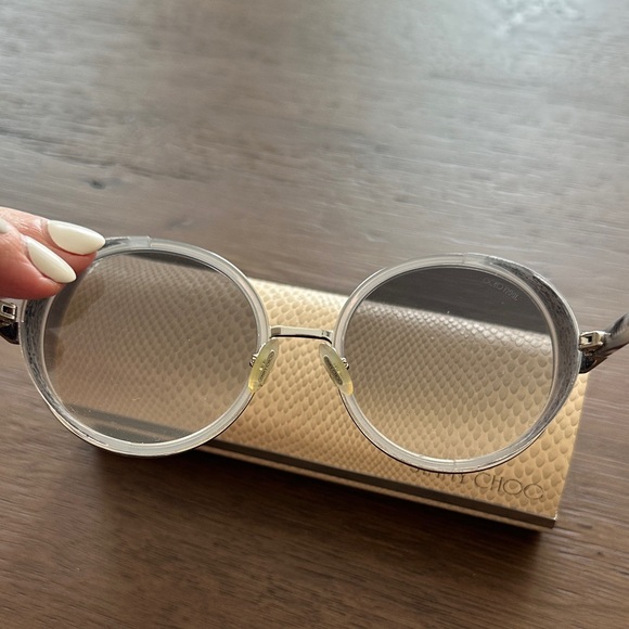 Jimmy Choo - Gray Round Sunglasses with glitter accent - Picture 8 of 14